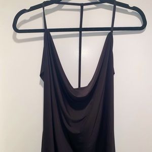Black Going Out Flowy Tank with Open Back